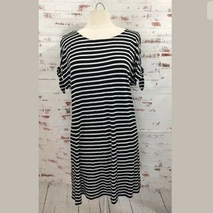 Calvin Klein Cold Shoulder T-Shirt Dress Striped
